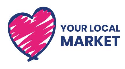 A red heart. Text reads: Your Local Market.