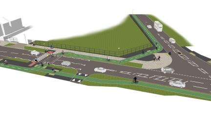 A mock image of the North Walney Active Travel Scheme indicating new cycle and walking path