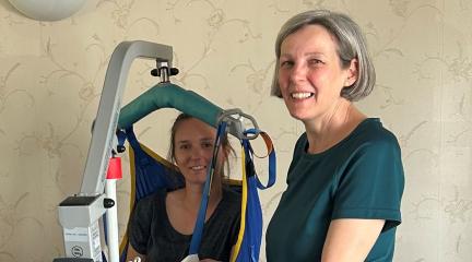 Westmorland and Furness Occupational Therapists maintaining their professional skills and making sure they understand the experience of customers when using a hoist