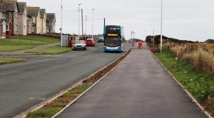 A resurfaced footpath on West Shore Road, Walney Island