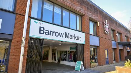 The entrance to Barrow Market.