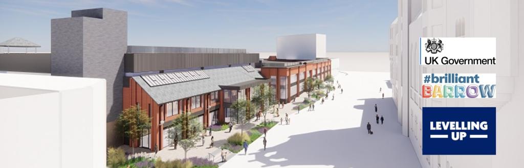 An artist's impression of how the front of The Forum and the Market Hall will look.