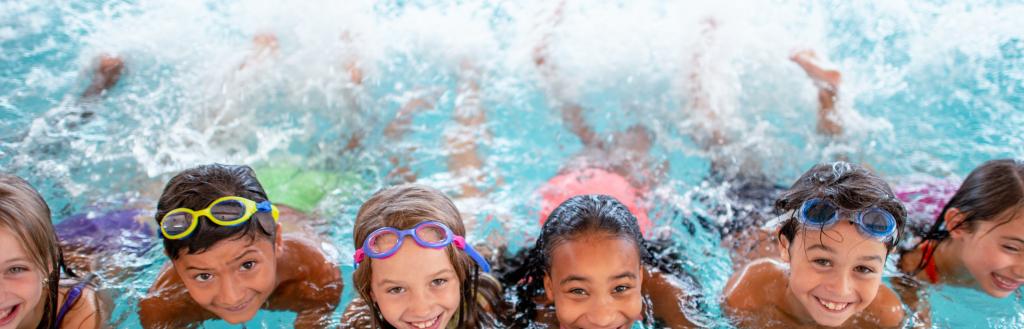 Kids swimming in a pool