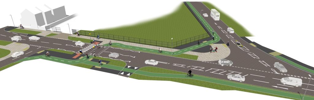 A mock image of the North Walney Active Travel Scheme indicating new cycle and walking path