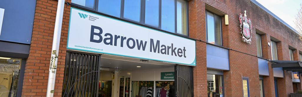 The entrance to Barrow Market.